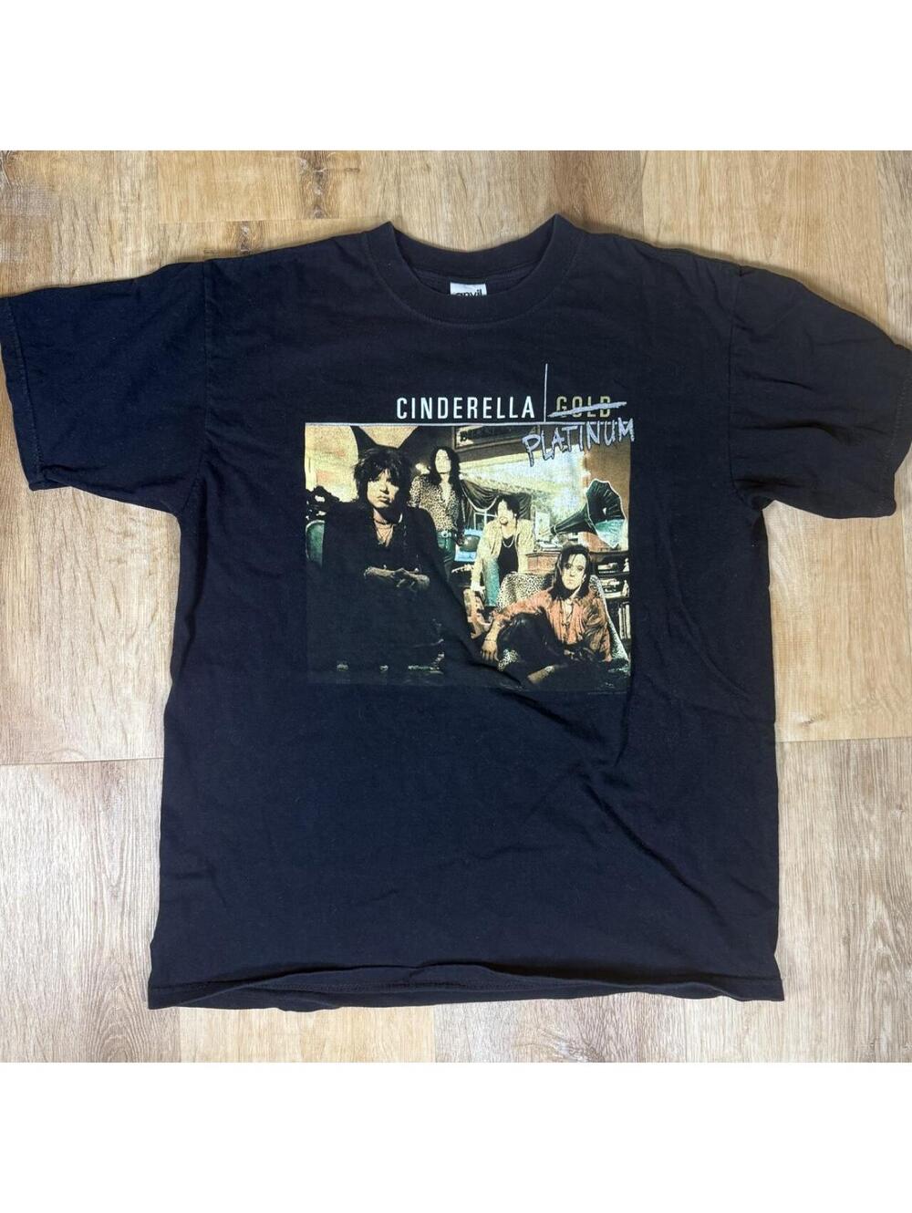 Cinderella Black Band Tee – Size L